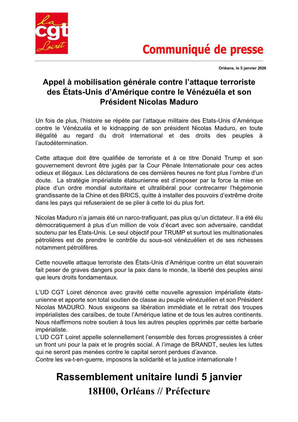 Rassemblement en soutien au Venezuela – Orléans