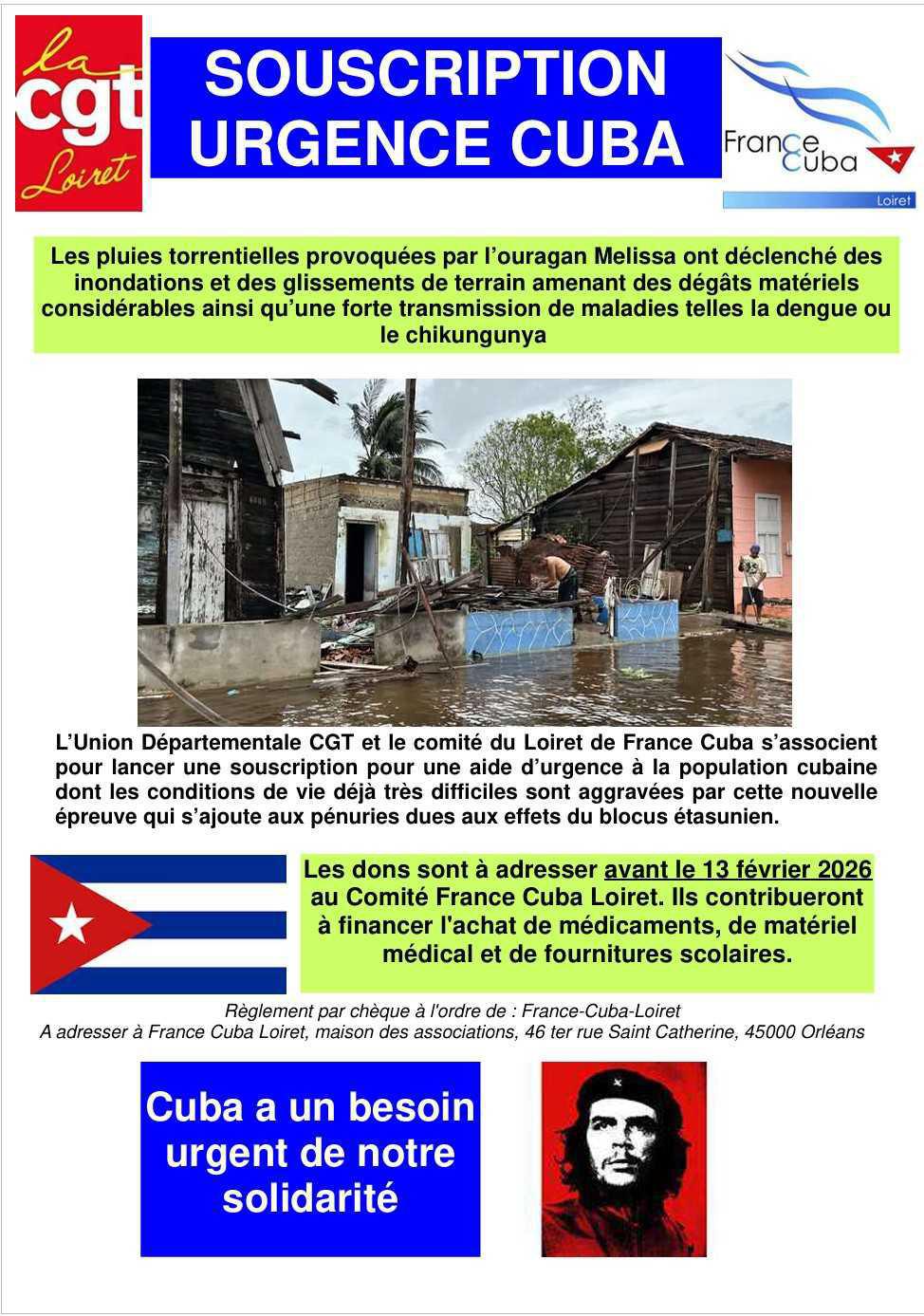  SOUSCRIPTION – URGENCE CUBA