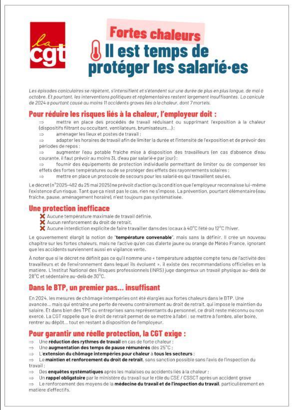 Canicule et travail : toutes les ressources de la CGT Canicule et travail : toutes les ressources de la CGT