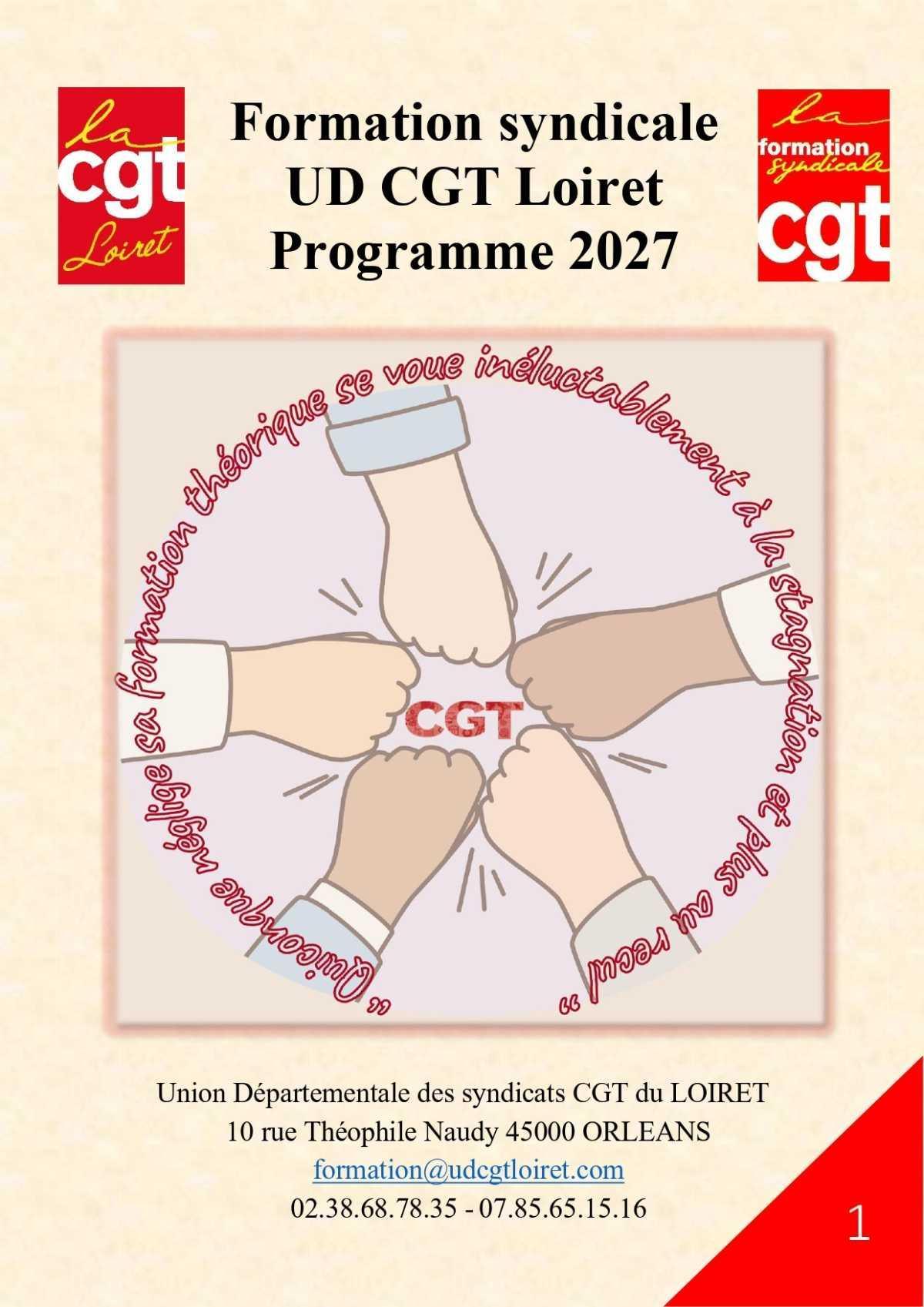Formation syndicale UD CGT Loiret Programme 2027