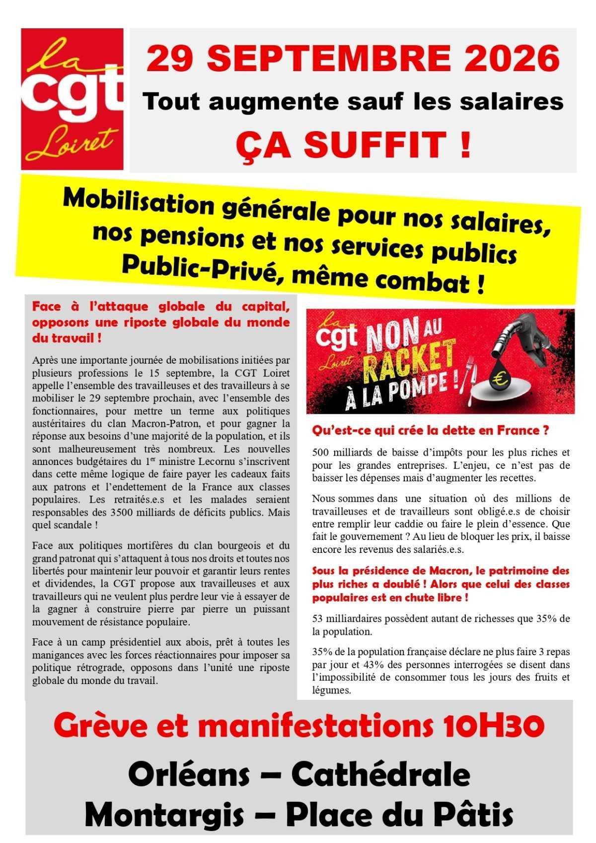 29 SEPTEMBRE 2026 : TOUS EN GRÈVE 