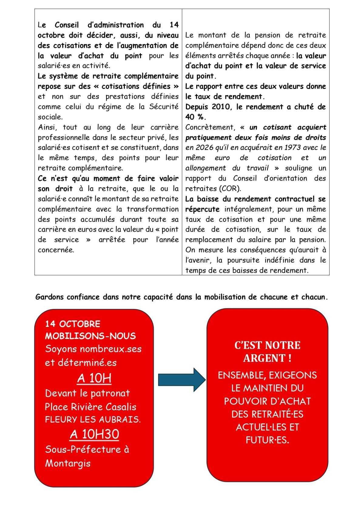 RETRAITES COMPLEMENTAIRES- AGIRC-ARRCO LE 14 OCTOBRE 2026
