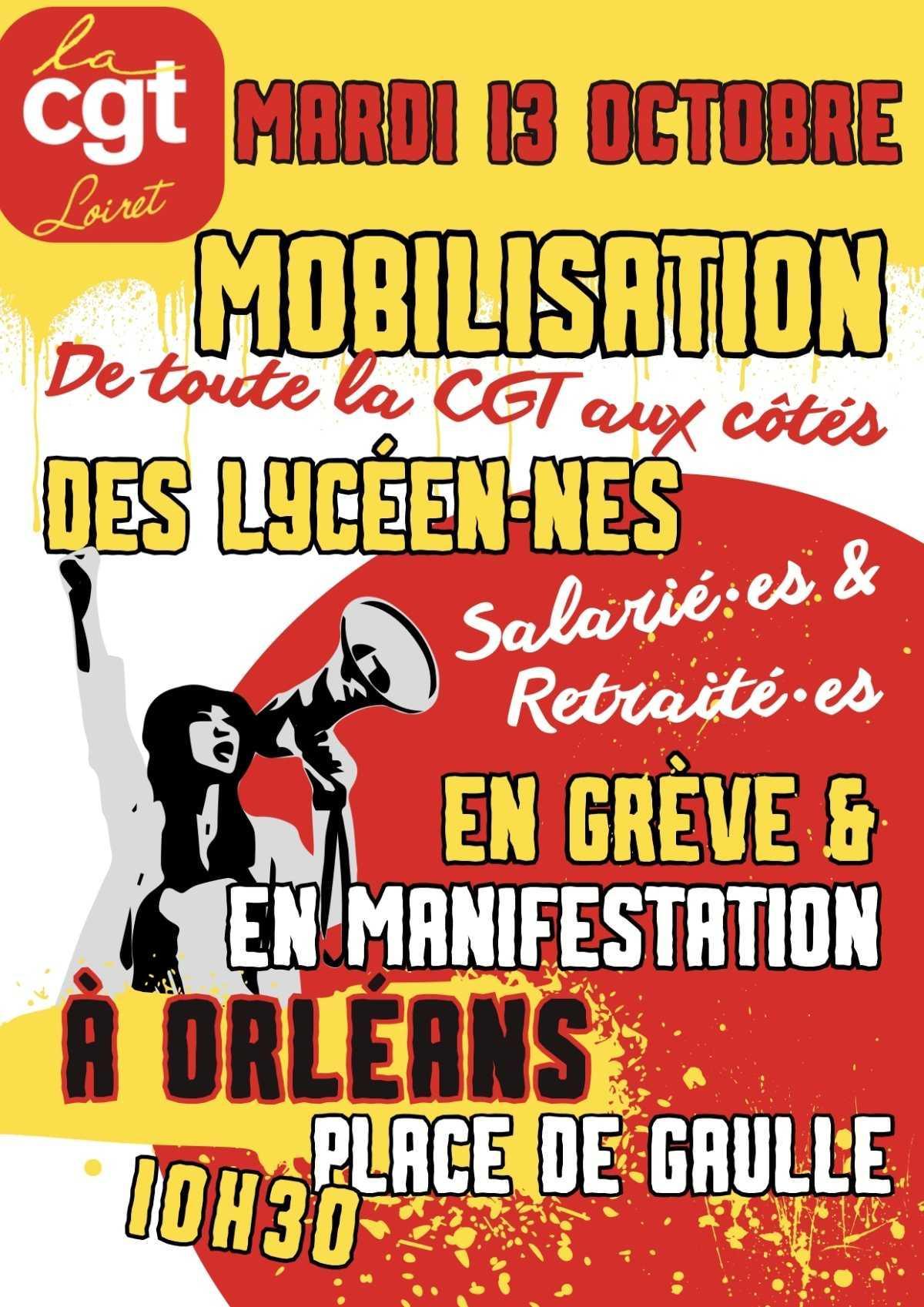 10h30 Mardi 13 octobre Place de Gaulle à ORLEANS.