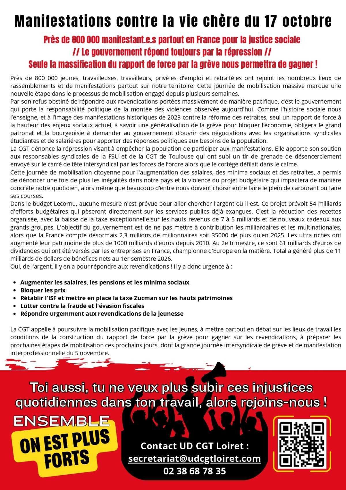 5 Novembre. On bloque l'économie ! 10h30 Orléans et Montargis