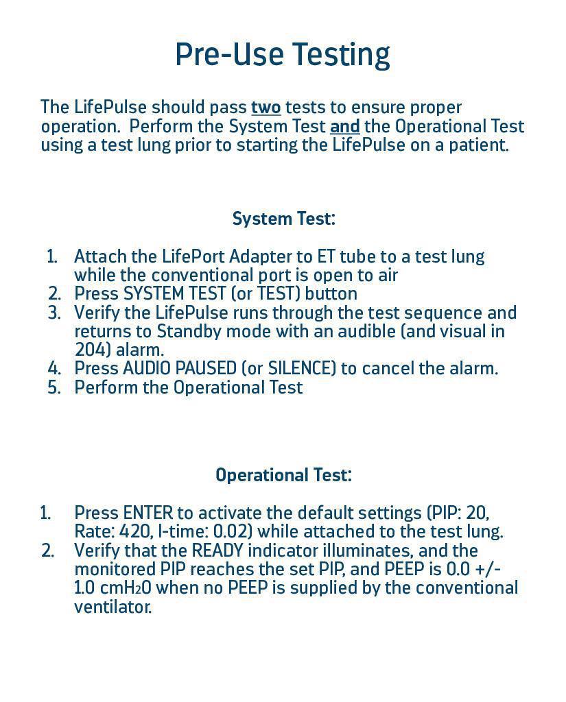 LifePulse Jet Ventilator Pocket Guide