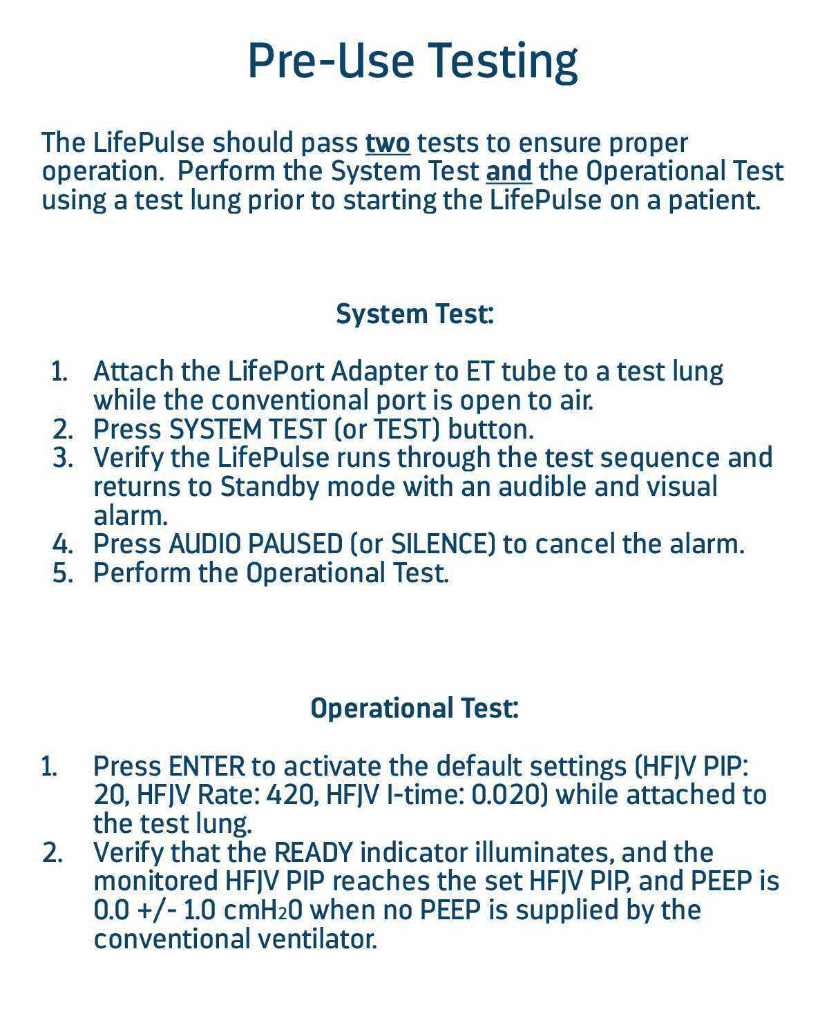 LifePulse Jet Ventilator Pocket Guide