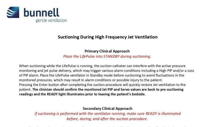 In-Line Suction on the LifePulse Jet Ventilator
