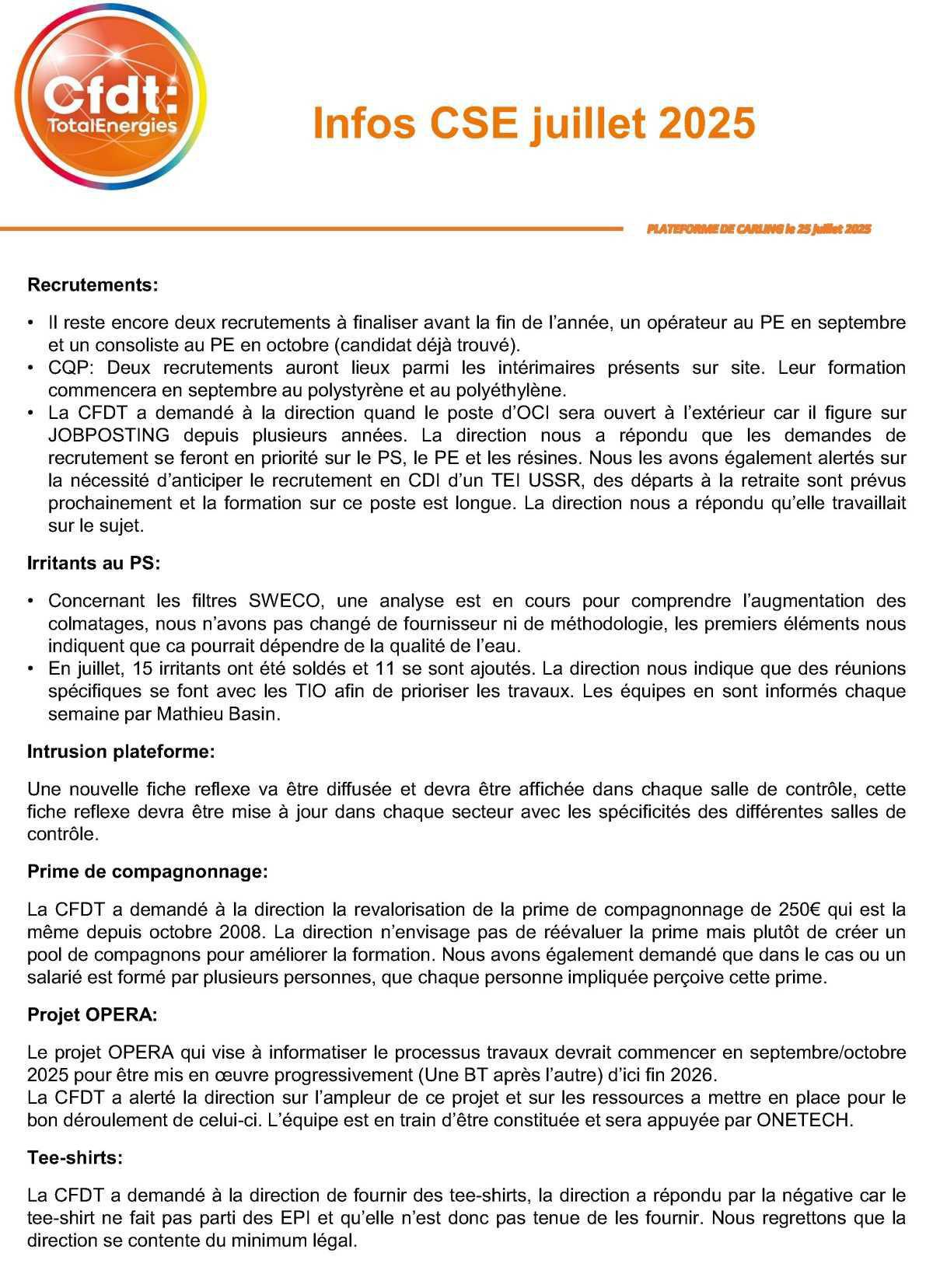 Tract CSE du 24/07/25