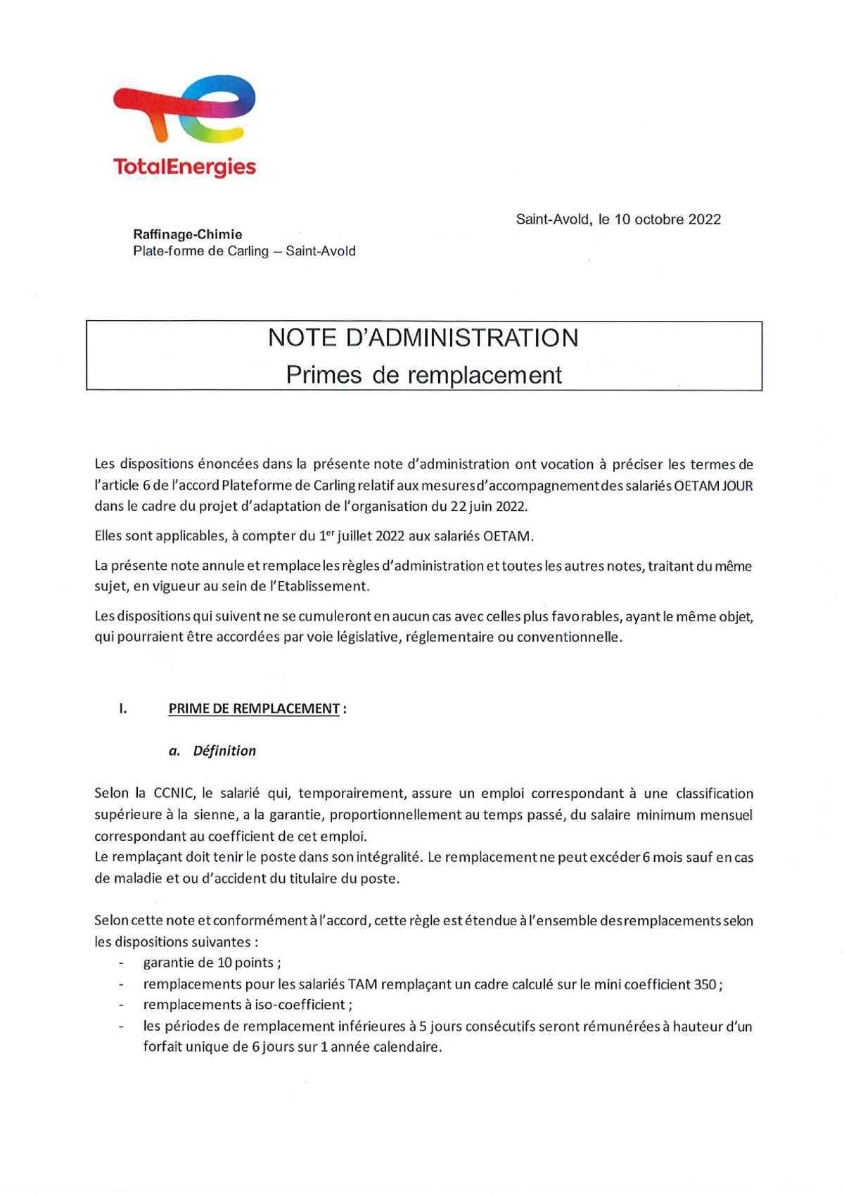 Primes de remplacement