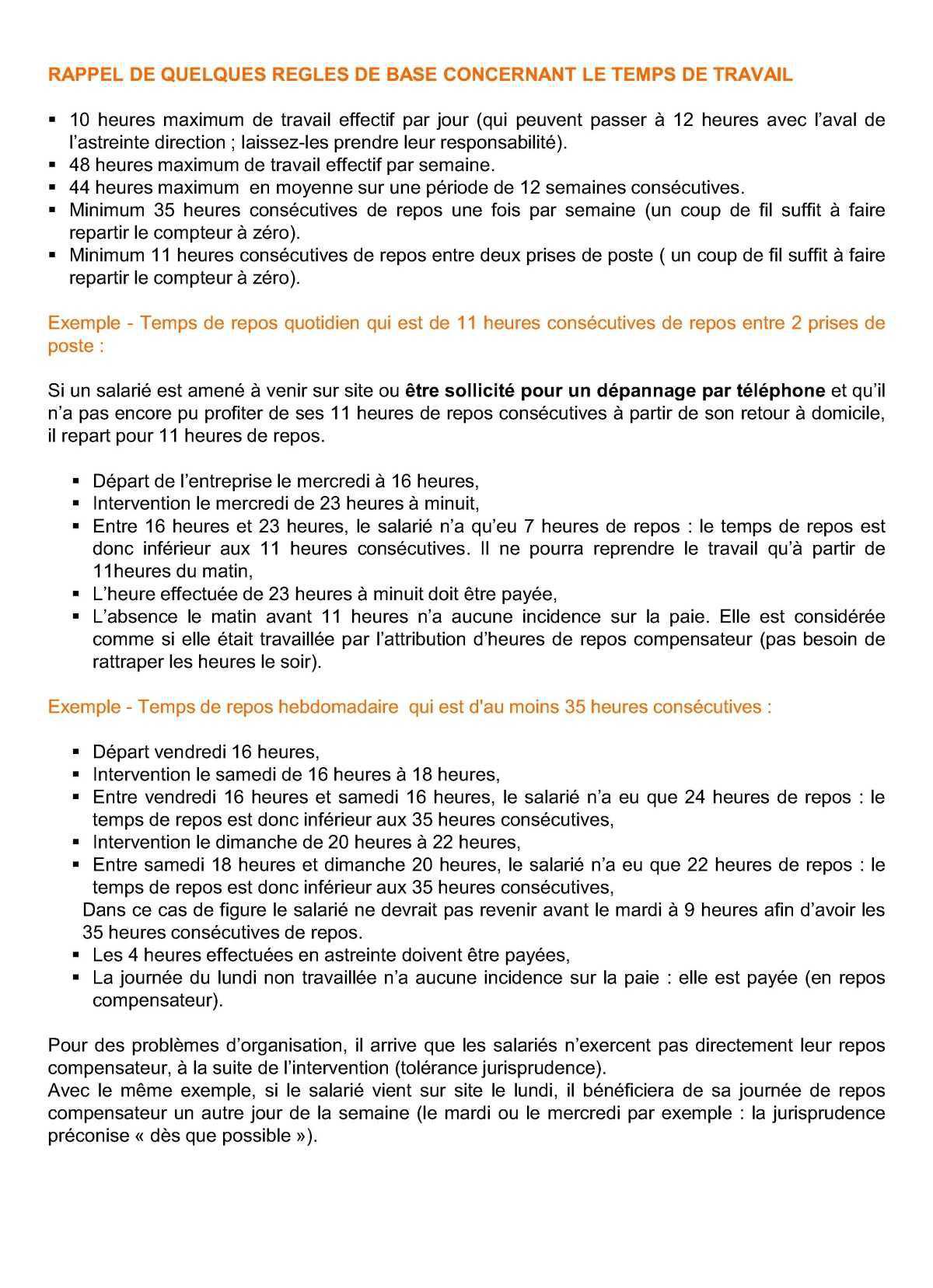 Concertation sur les astreintes