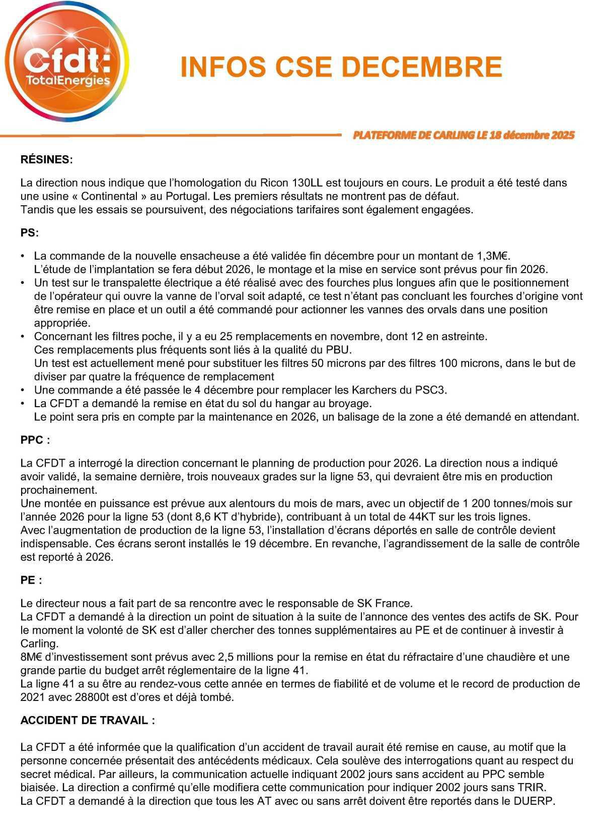 CSE du 18 décembre 2025