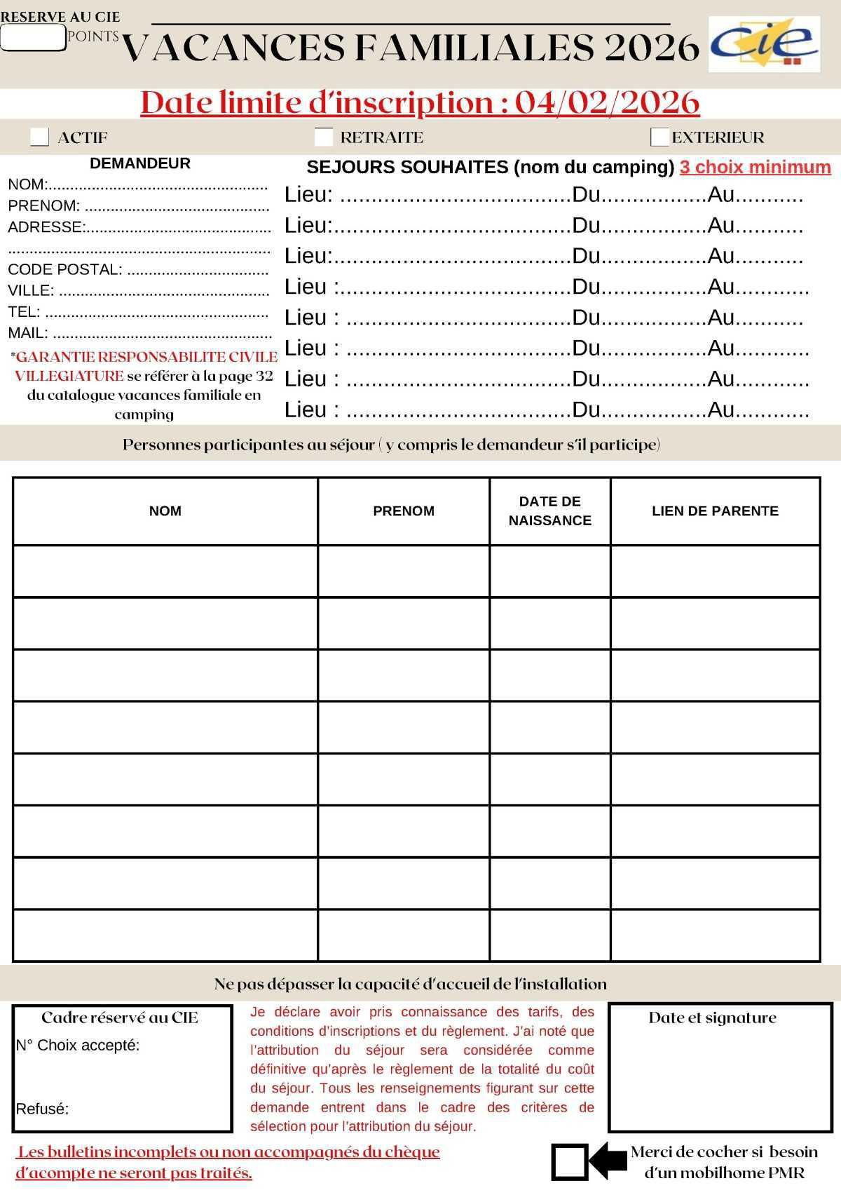 Vacances familiales 2026