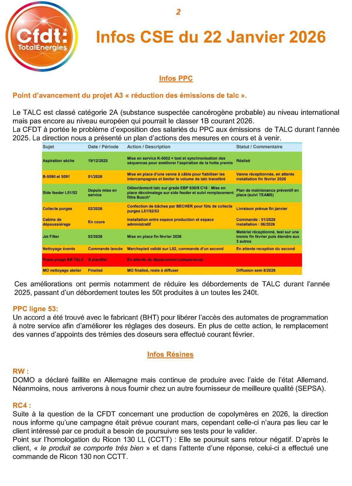 CSE du 22 janvier 2026
