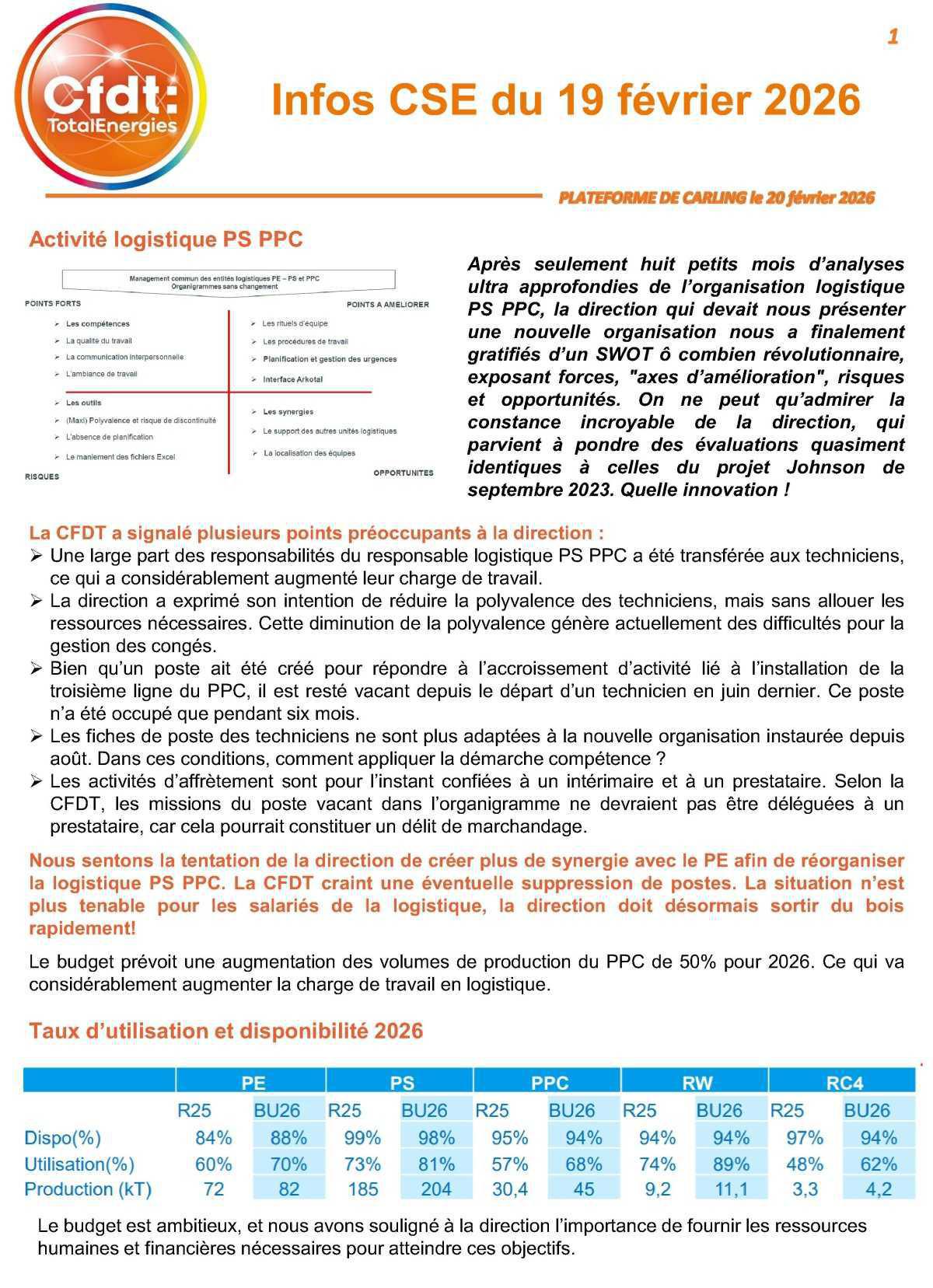 CSE du 19 février 2026