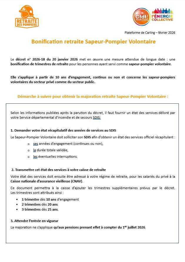 Bonification retraite Sapeur-Pompier Volontaire Bonification retraite Sapeur-Pompier Volontaire