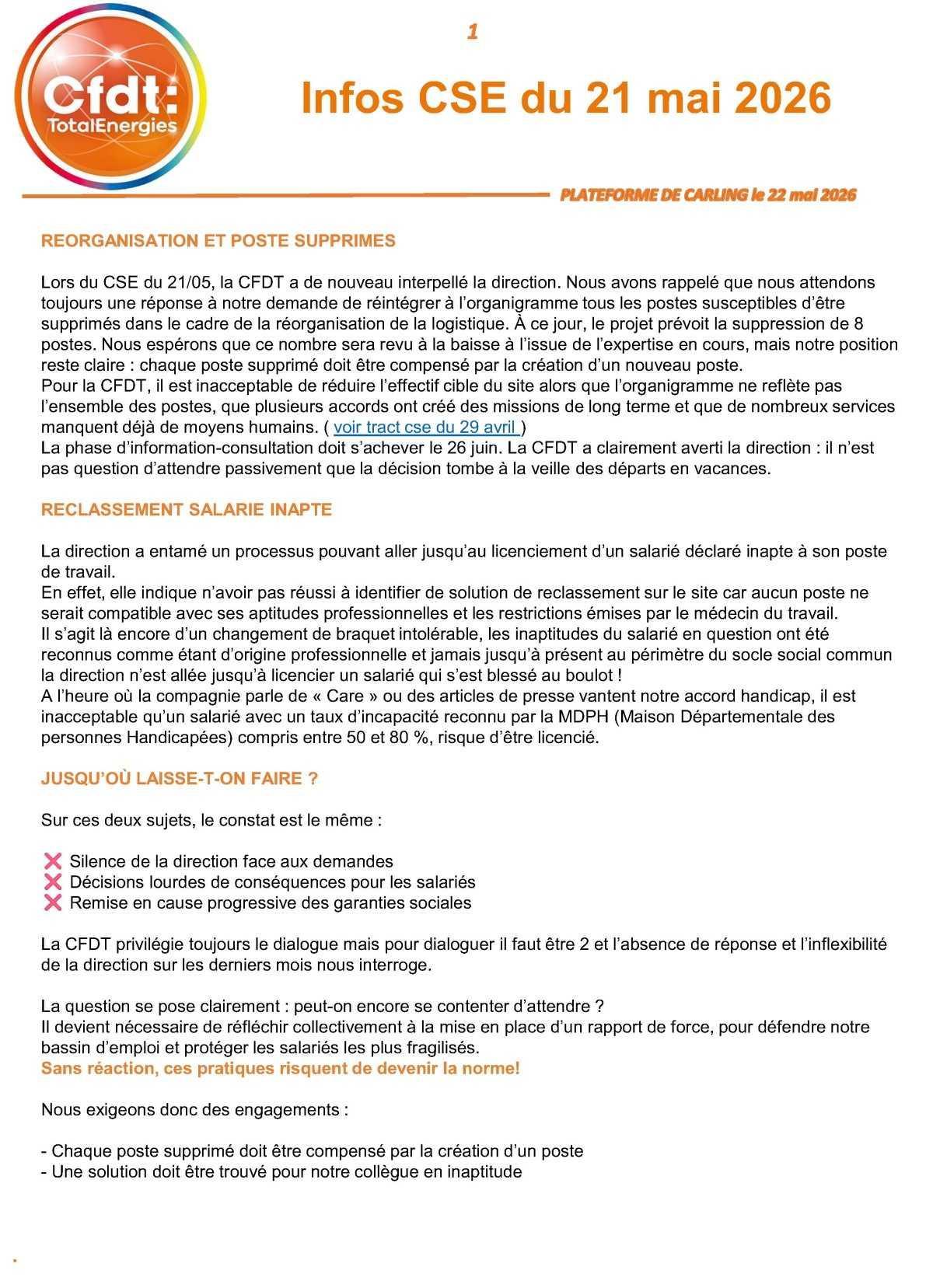 CSE du 21 mai 2026