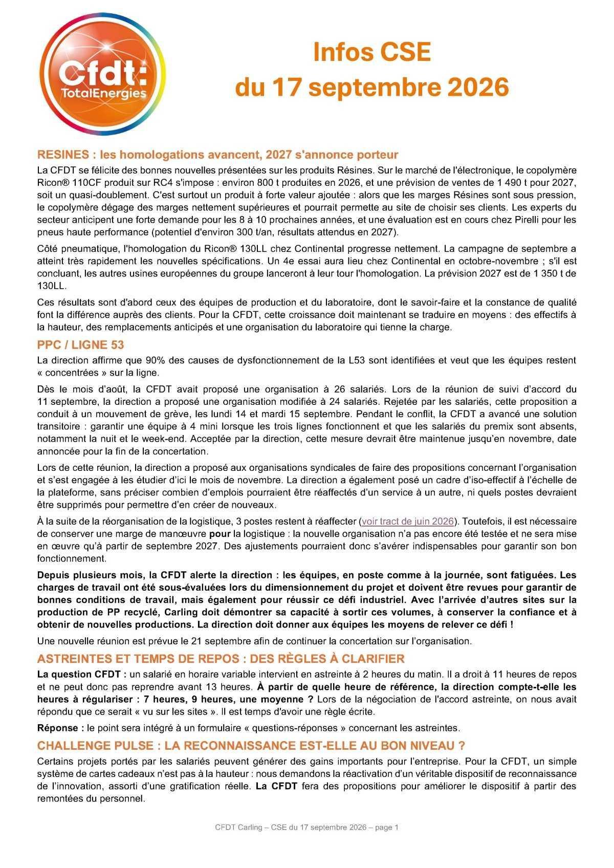 CSE du 17 septembre 2026