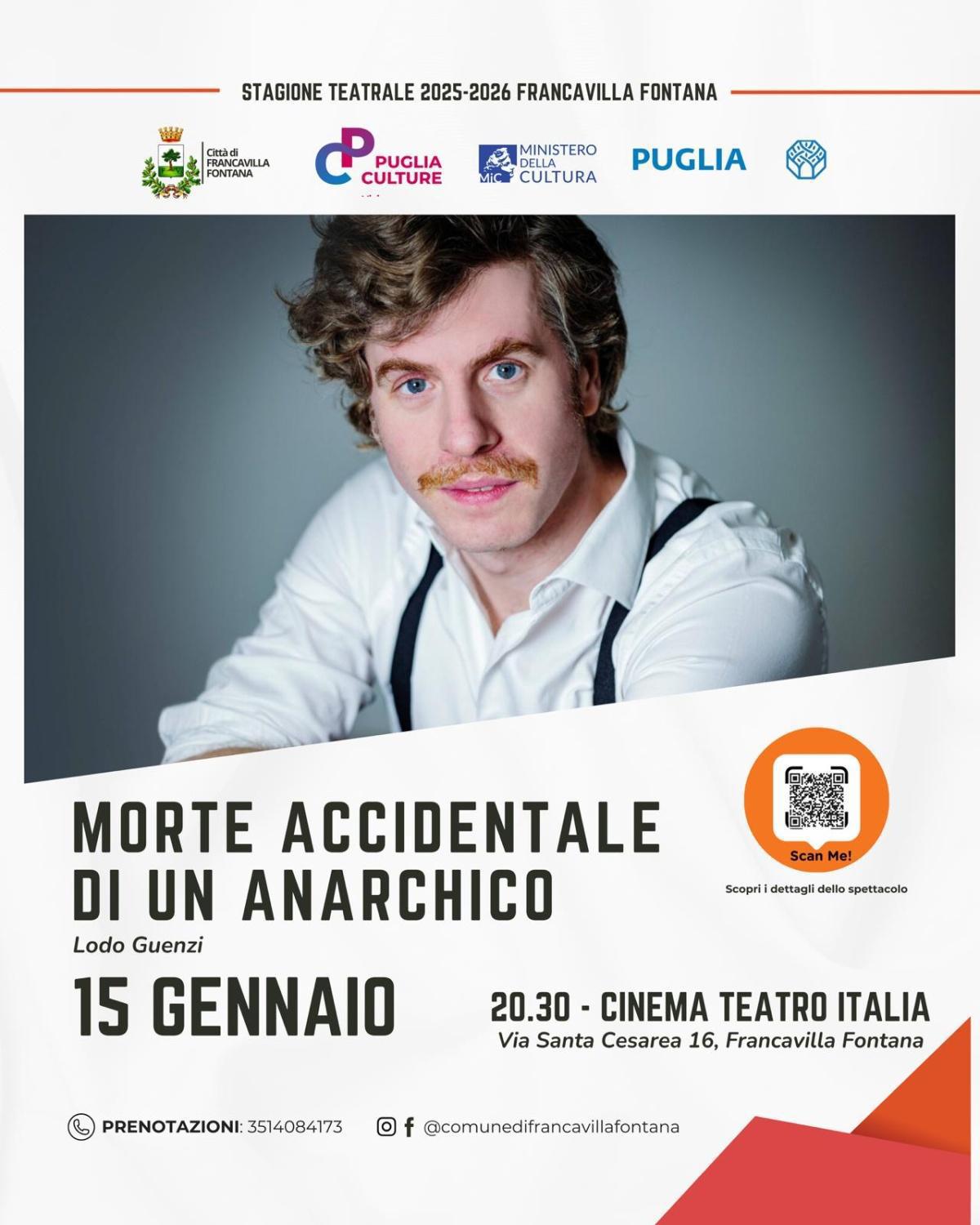 "Morte Accidentale di un Anarchico" Lodo Guenzi (start h. 20.30) "Morte Accidentale di un Anarchico" Lodo Guenzi (start h. 20.30)