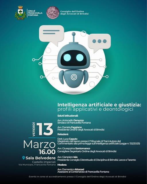  “Intelligenza artificiale e giustizia: profili applicativi e deontologici” (Inizio ore 16:00)