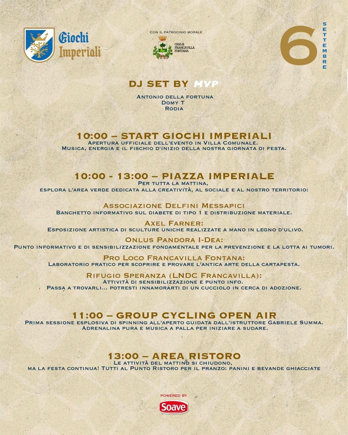 Giochi Imperiali (a partire dalle ore 10:00)