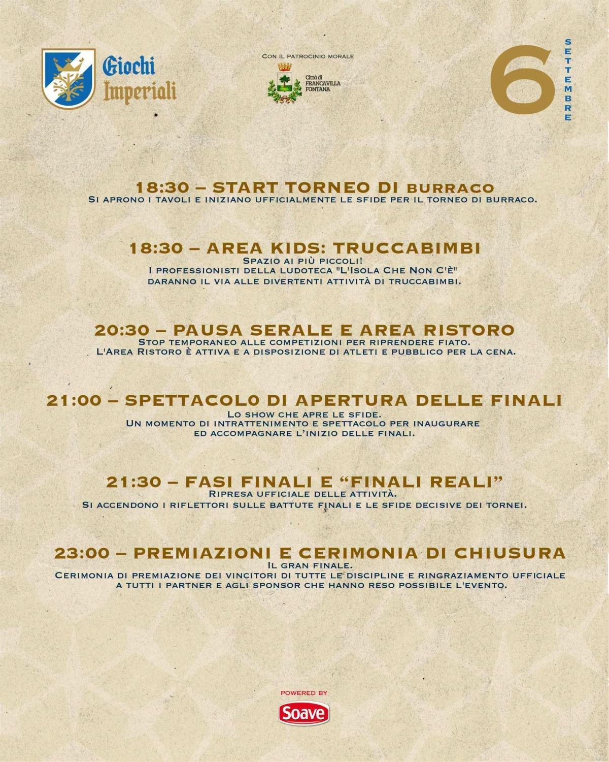 Giochi Imperiali (a partire dalle ore 10:00) Giochi Imperiali (a partire dalle ore 10:00)