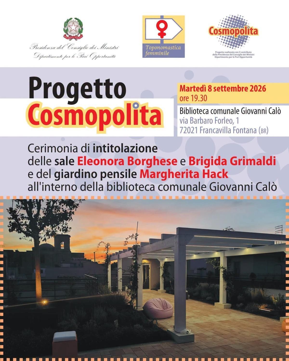 Progetto Cosmopolita - Intitolazione sale (Inizio ore 19.30)