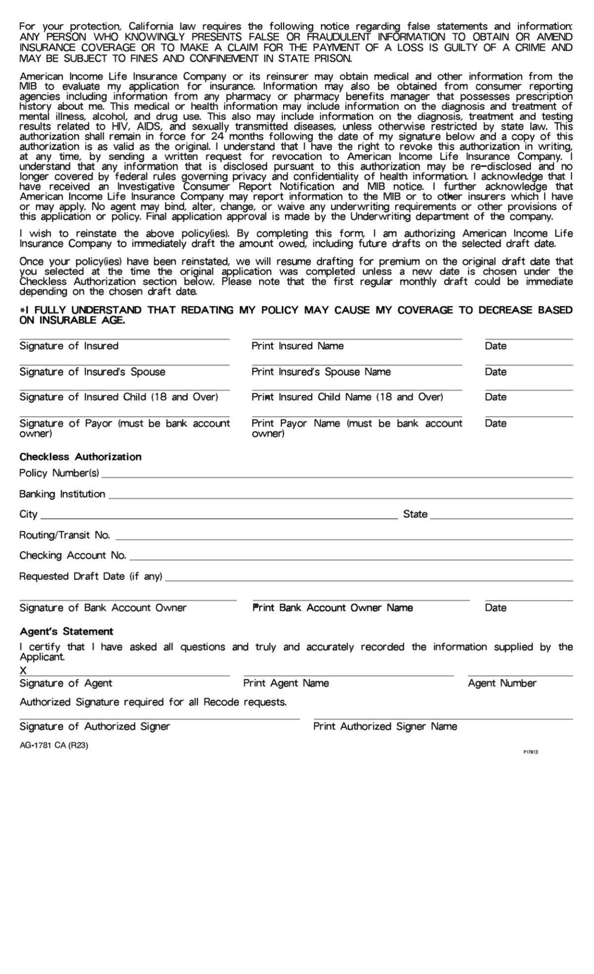 CUESTIONARIO REINSTATEMENT CALIFORNIA