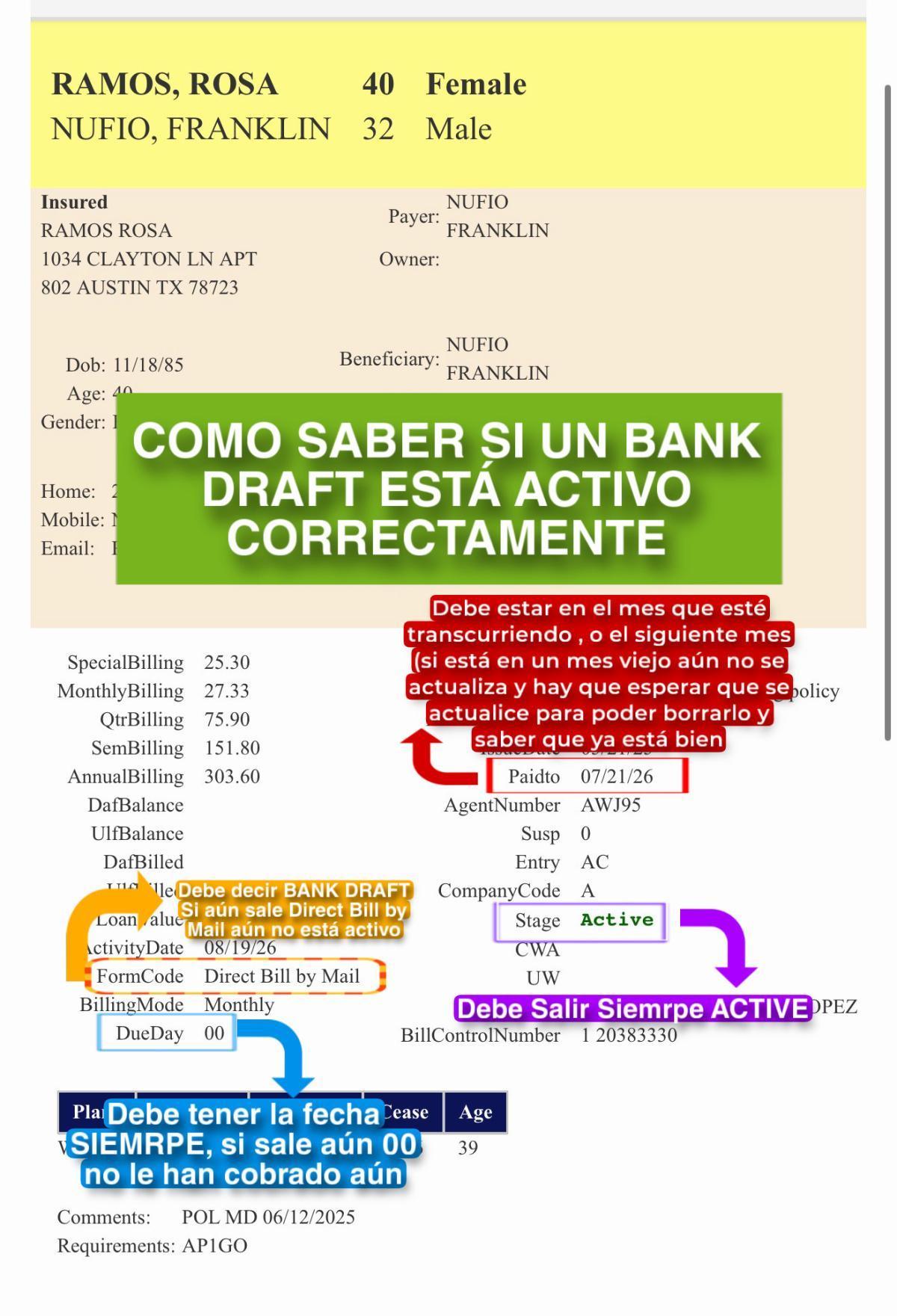 COMO SABER SI UN BANK DRAFT ESTÁ ACTIVO