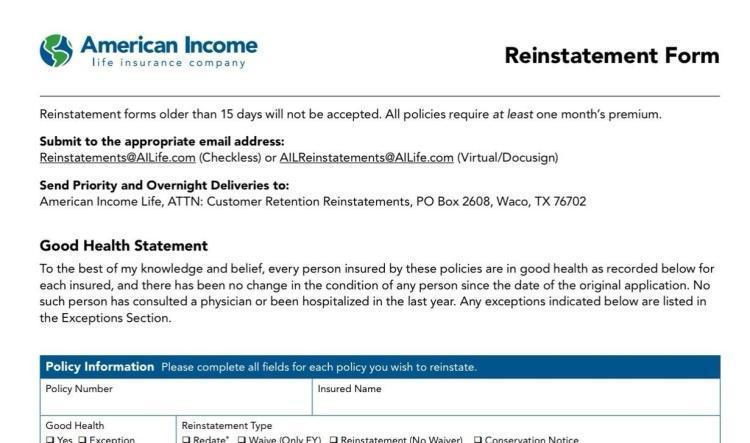 REINSTATEMENT TODOS MENOS CALIFORNIA