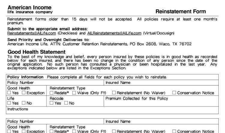 CUESTIONARIO REINSTATEMENT CALIFORNIA