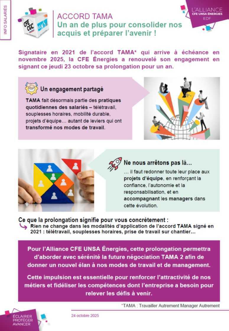 Accord TAMA : prolongation d'un an