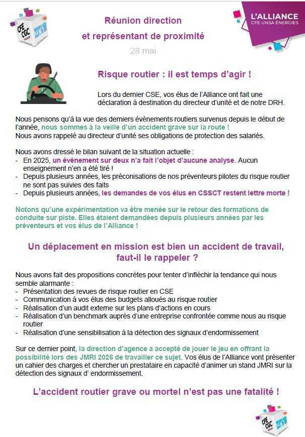 Réunion direction AMT SO et CFE UNSA