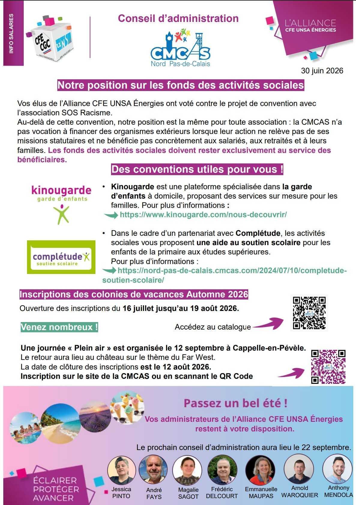 CMCAS Nord-Pas de Calais > votre CR du Conseil d'administration de juin