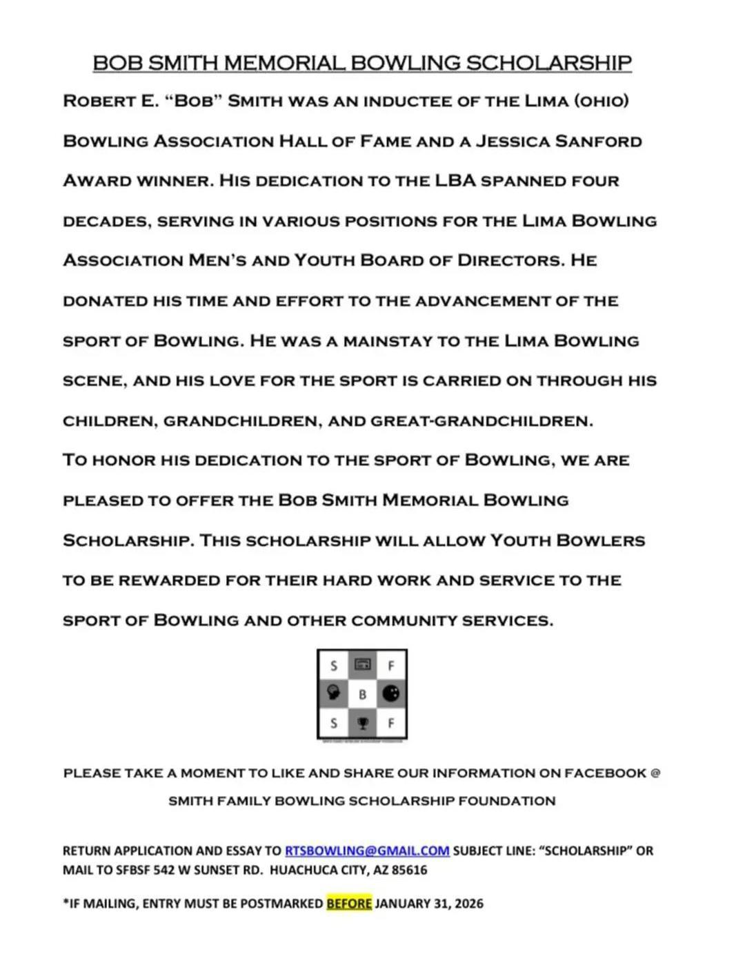 Scholarship Opportunity: Bob Smith Memorial Scholarship Opportunity: Bob Smith Memorial