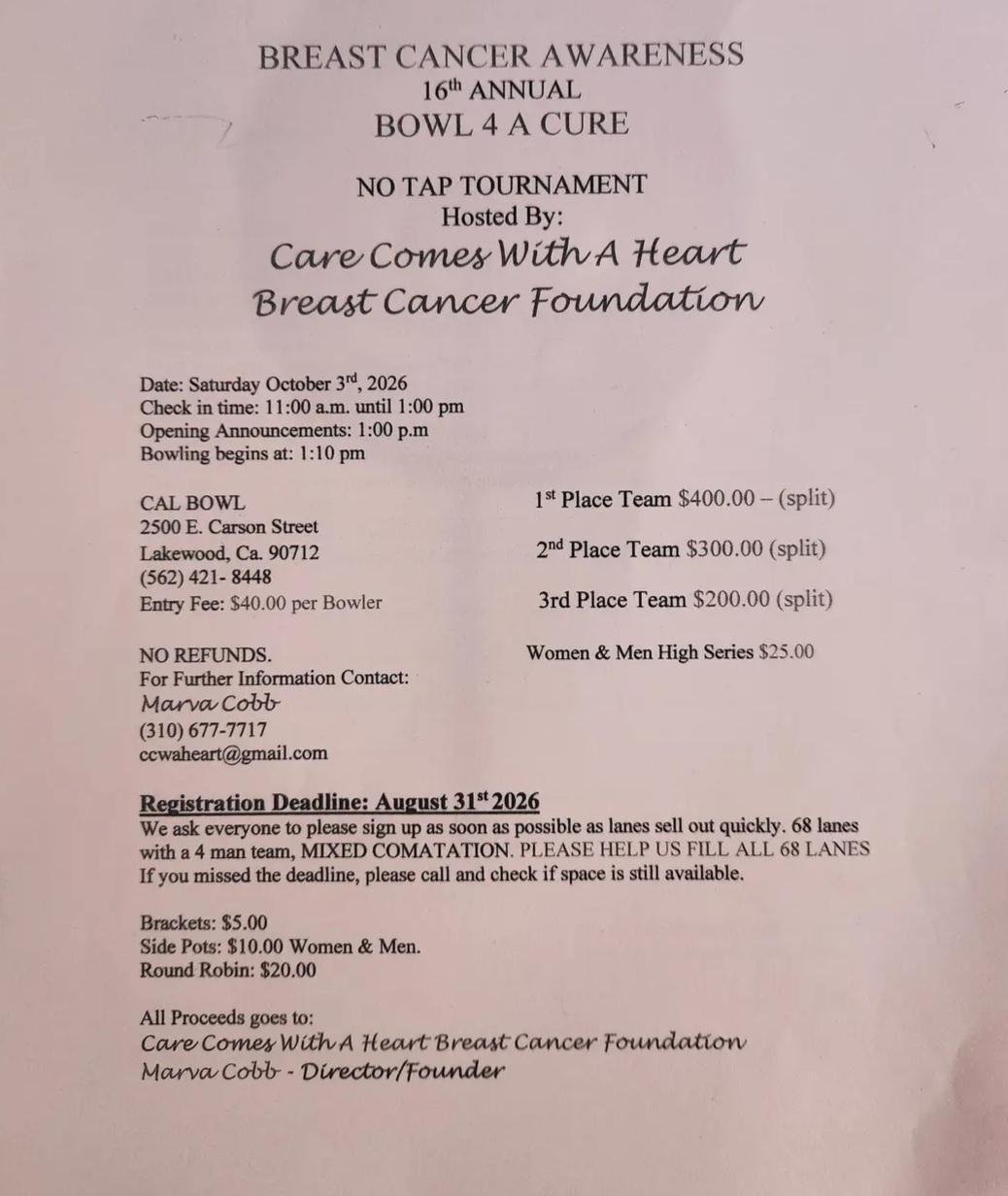 Breast Cancer Awareness: 16th Annual Bowl 4 A Cure