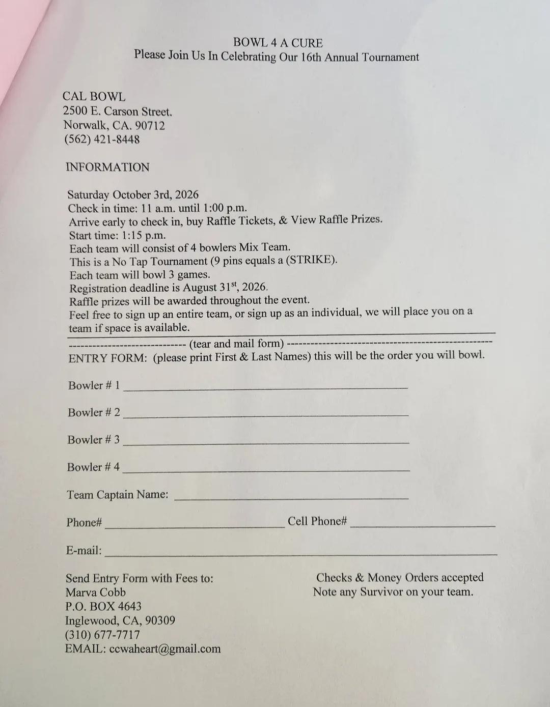 Breast Cancer Awareness: 16th Annual Bowl 4 A Cure