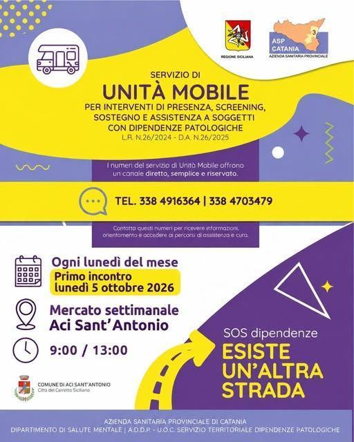 Servizio di Unità Mobile - SOS Dipendenze (dalle ore 9.00 alle 13.00)