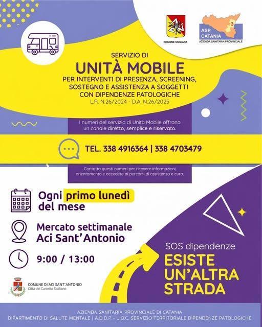 Servizio di Unità Mobile - SOS Dipendenze (dalle ore 9.00 alle 13.00)
