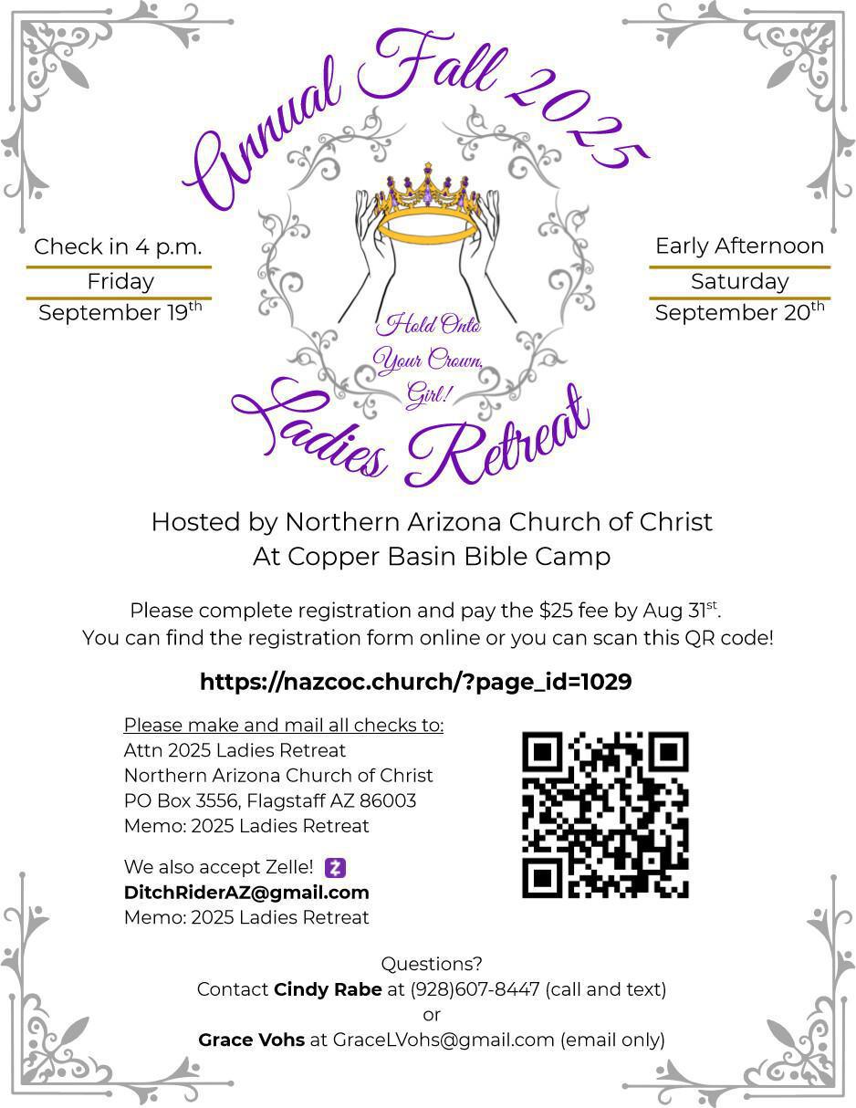 Ladies Retreat, Sept. 19th-20th