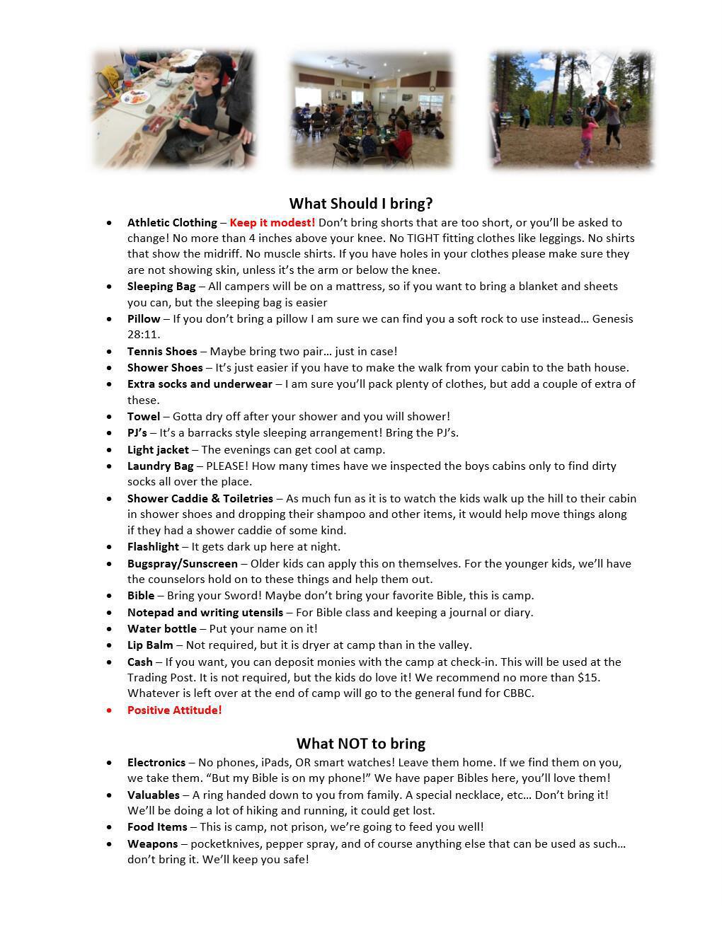 What should you pack for Summer Camp?