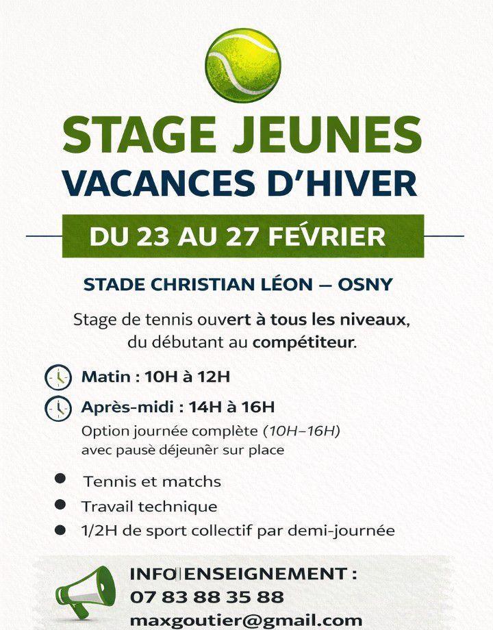 Stage JEUNES vacances FEVRIER