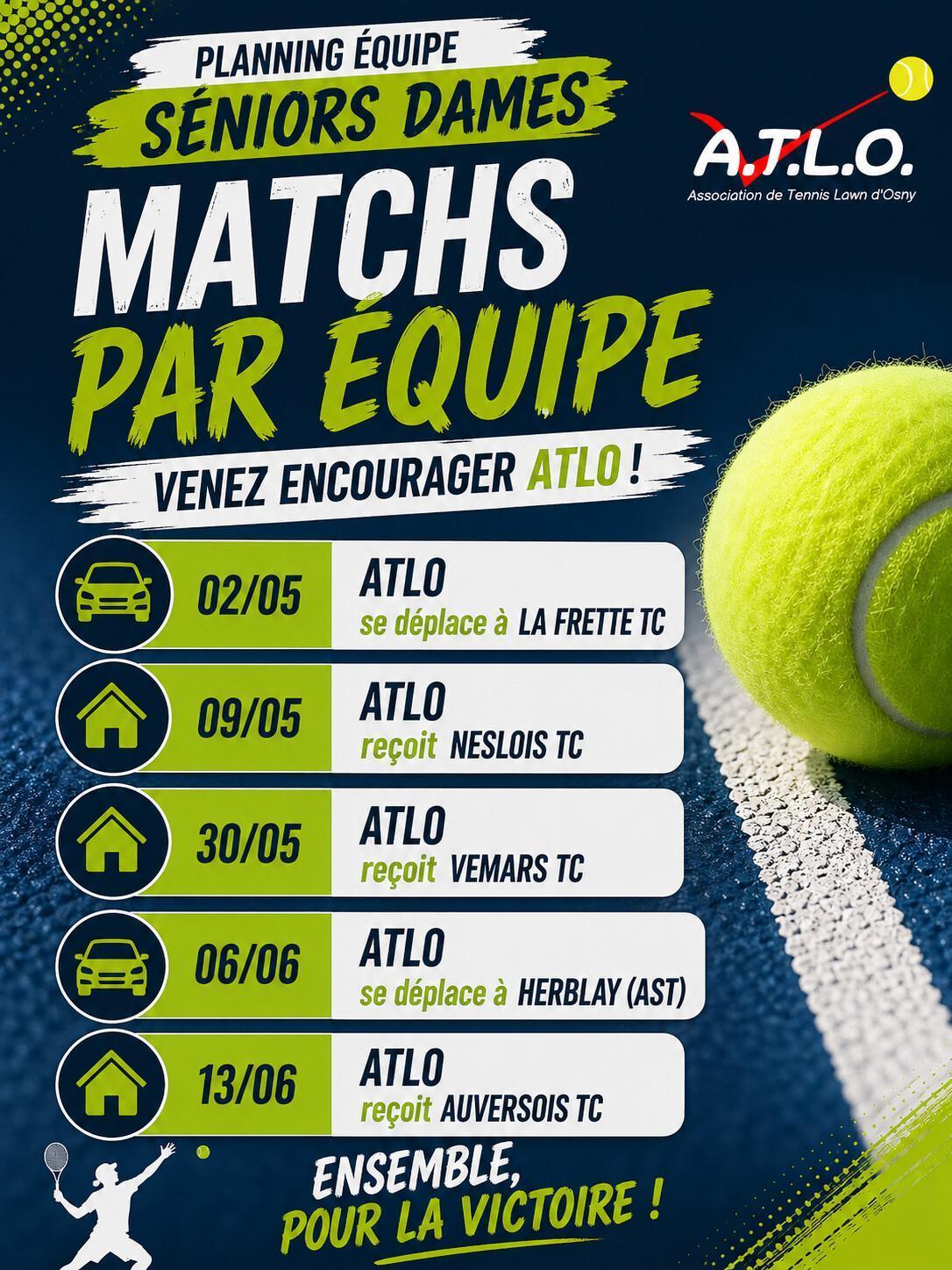 Planning Matchs par équipe 2026 - Equipe Séniors Dames