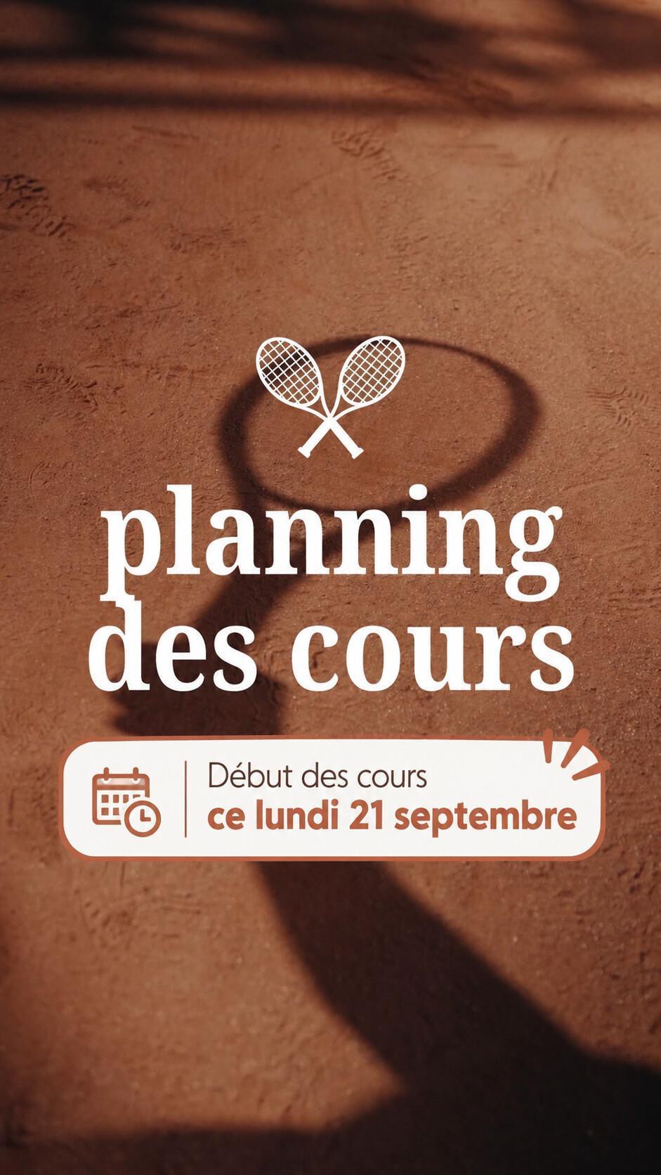 Planning des cours pour la saison 2026-2027