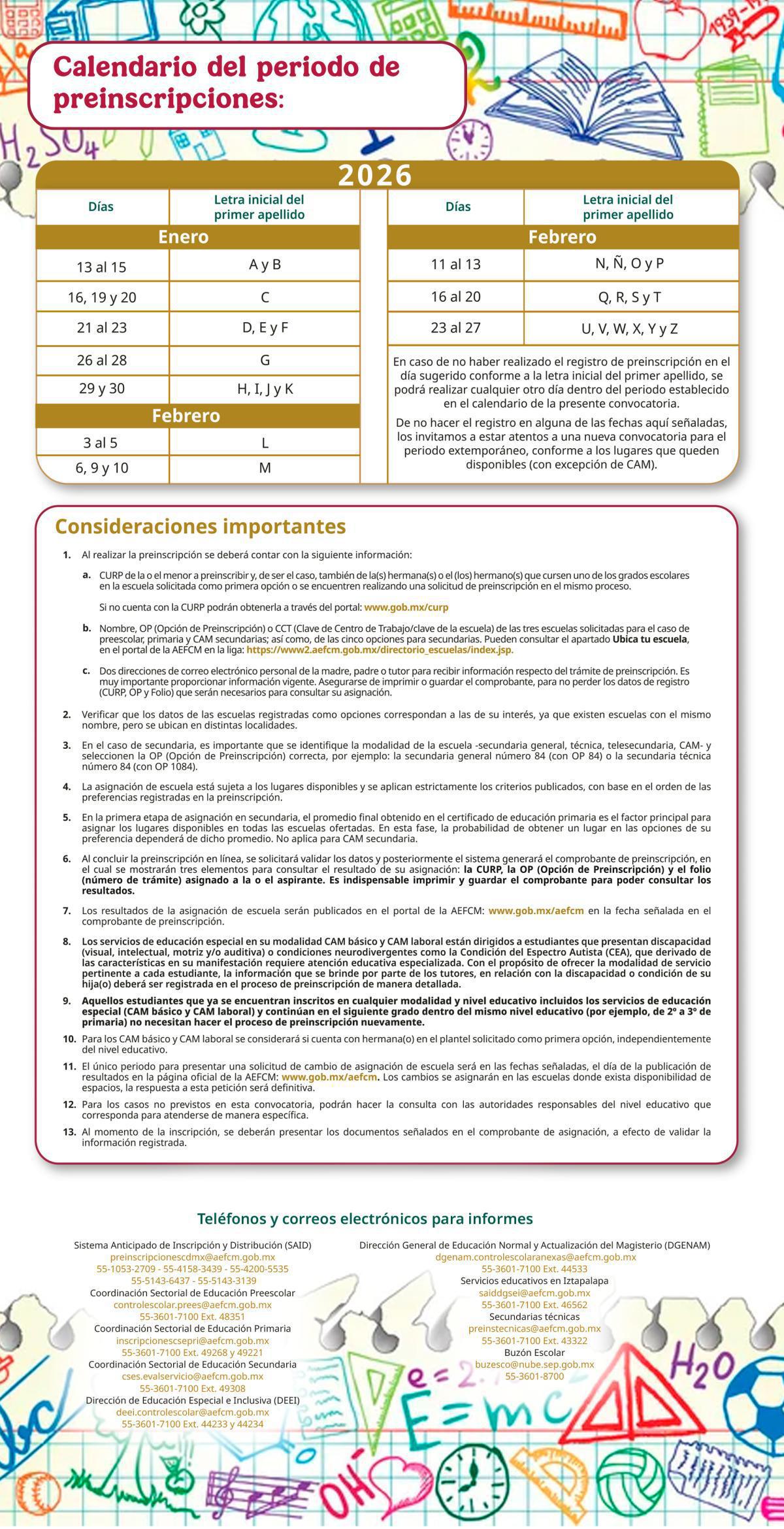 PREINSCRIPCIONES CICLO ESCOLAR 2026–2027