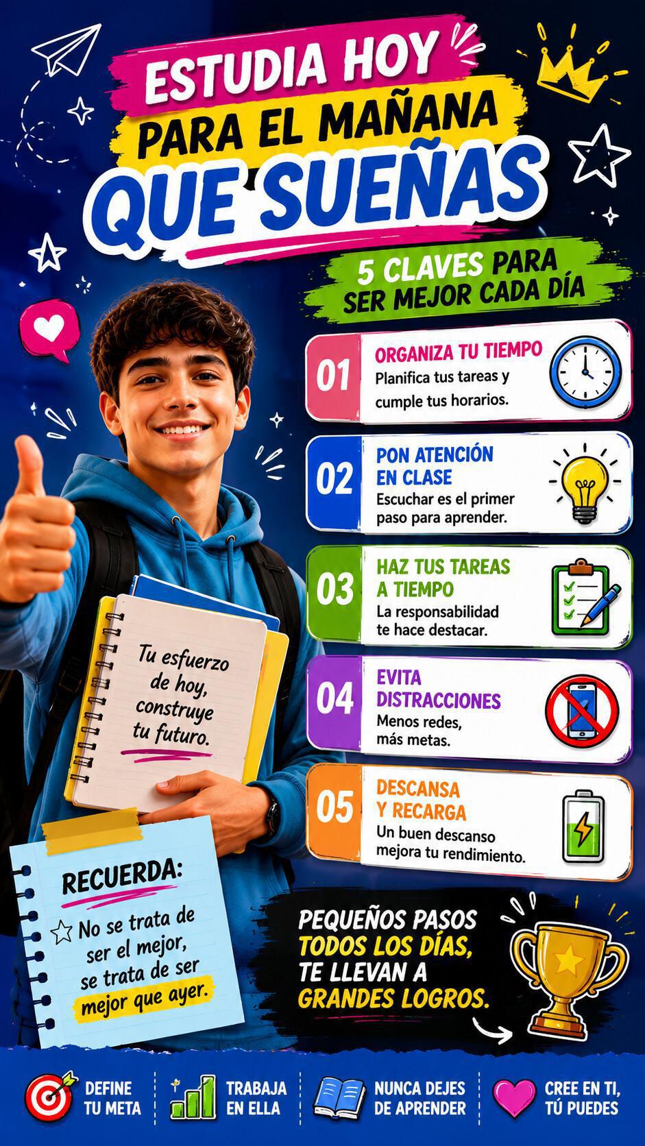 📚✨ Los hábitos que construyes hoy definirán la persona que serás mañana.
