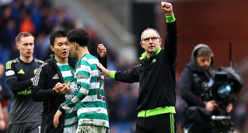 Celtic strike late to draw frenetic derby at Rangers that will leave Hearts celebrating Celtic strike late to draw frenetic derby at Rangers that will leave Hearts celebrating