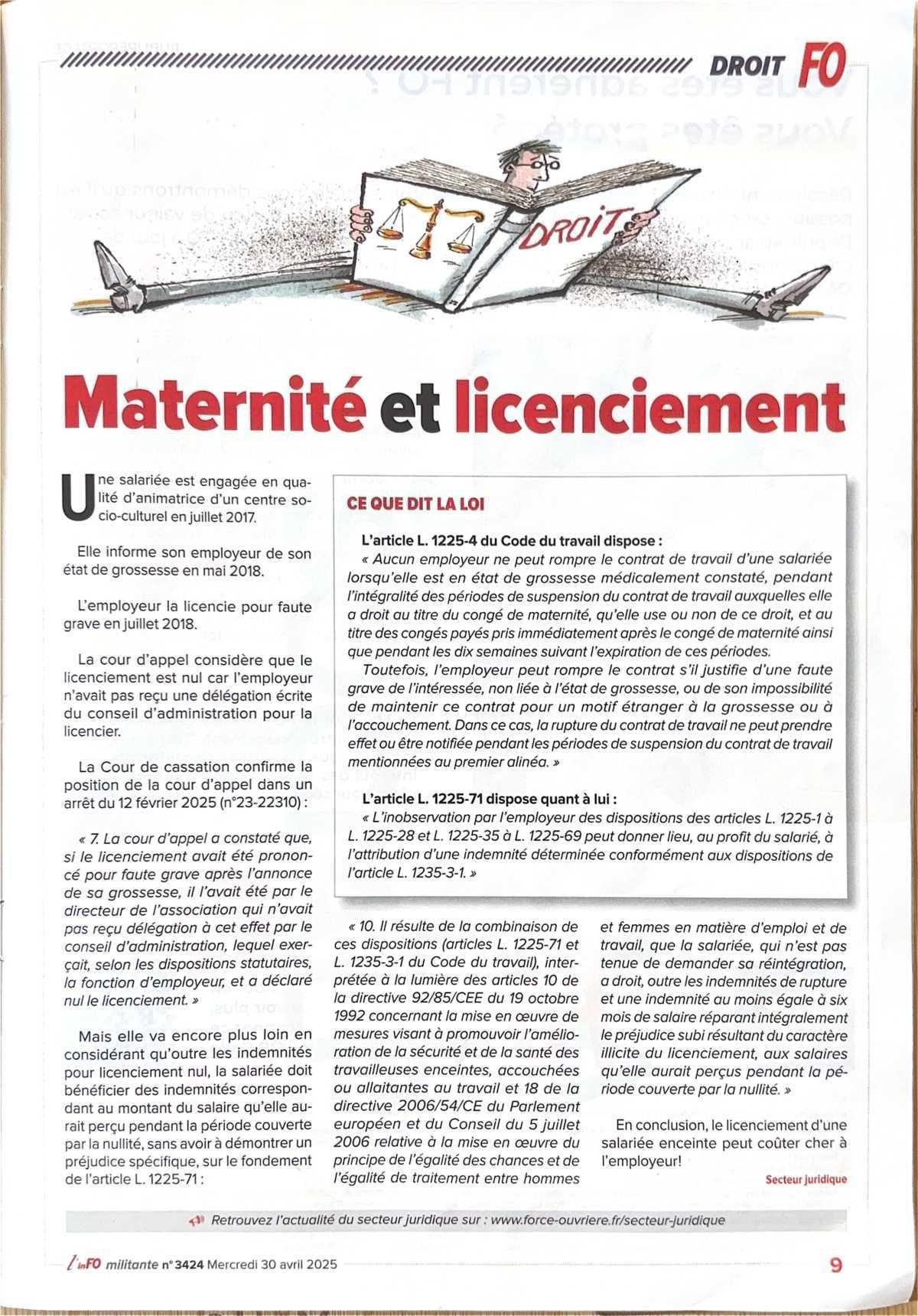 Maternité et licenciement