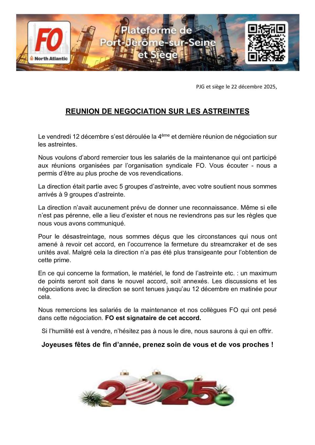 Tract négociation sur les astreintes