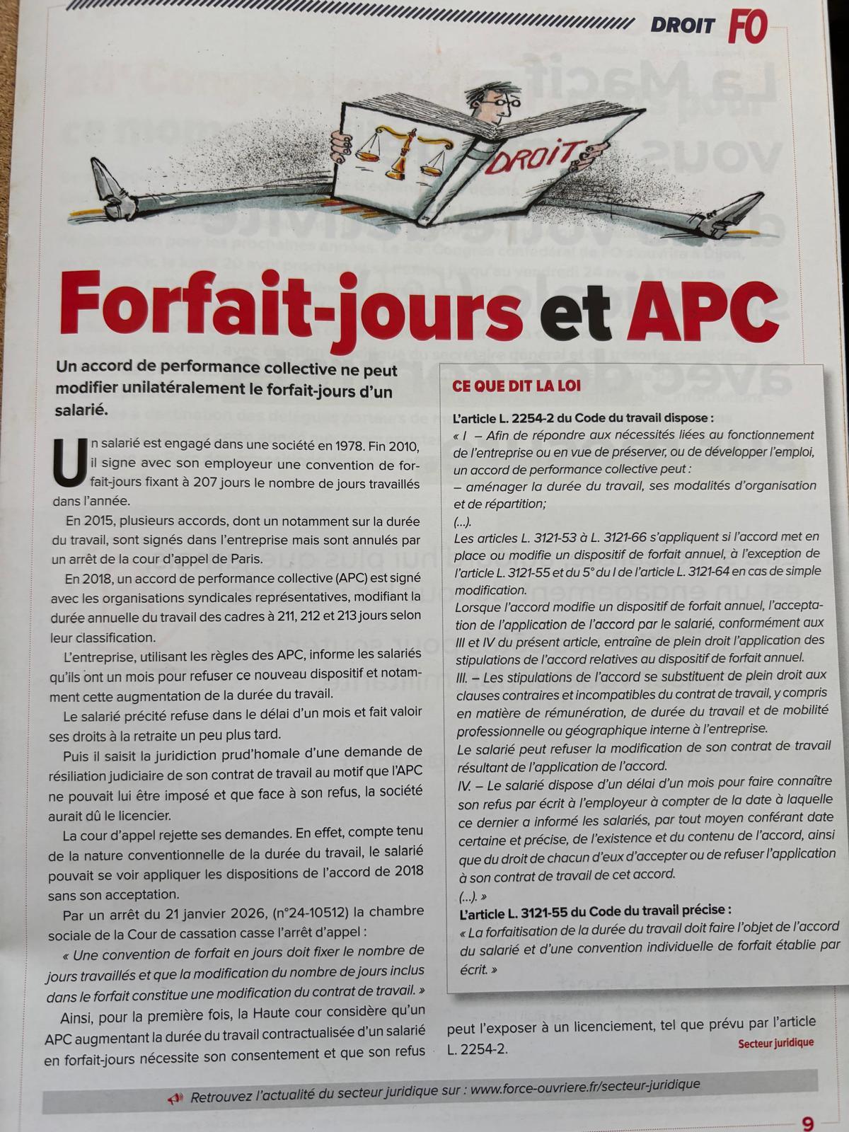 Forfait jours et APC