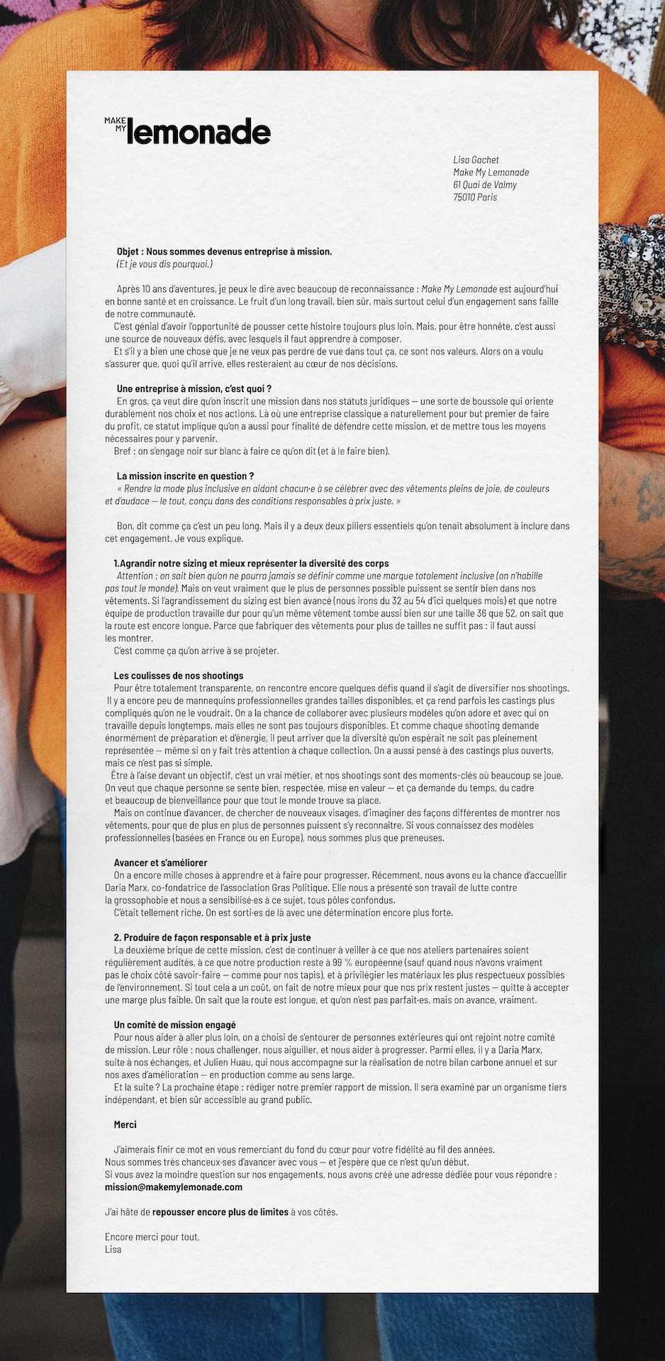 Make My Lemonade devient une "Entreprise à Mission" Make My Lemonade devient une "Entreprise à Mission"